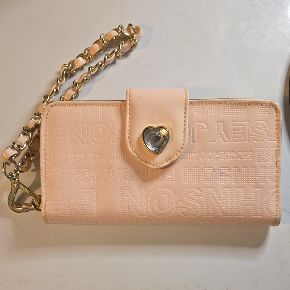 Betsey Johnson Blush Wallet with Chain and Heart Accent - Picture 1 of 16